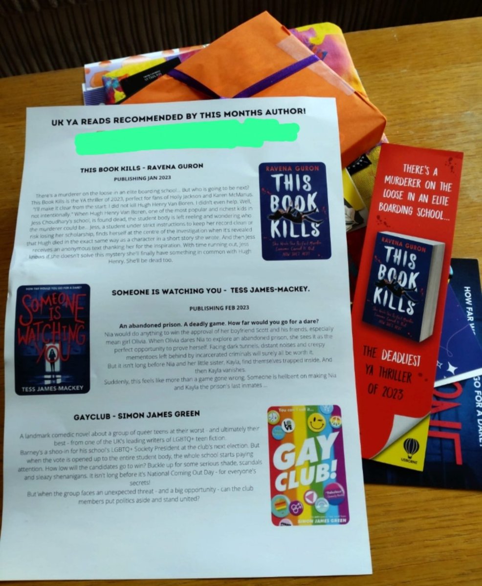 RavenaGuron's tweet photo. Ahhh!! This Book Kills is a recommended read in the new @PaperOrangeUK box, which contains the new book from [redacted, no spoileys here] Featuring a stunning bookmark and sitting alongside @Tess_JMack and her book Someone Is Watching You 🥰 https://t.co/idDAAgS3eT