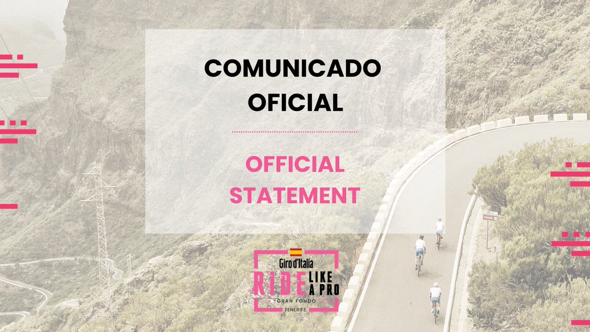 Junto con las autoridades locales, hemos tomado la decisión de realizar cambios en los recorridos de las 2 etapas. Os pasamos el detalle:
1️⃣ Etapa, 19 de noviembre
Adeje, 115km &amp; 2.976m D+
2️⃣ Etapa, 20 de noviembre
Arona, 64km &amp; 1.300m D+

¡Esperamos veros en #Tenerife!