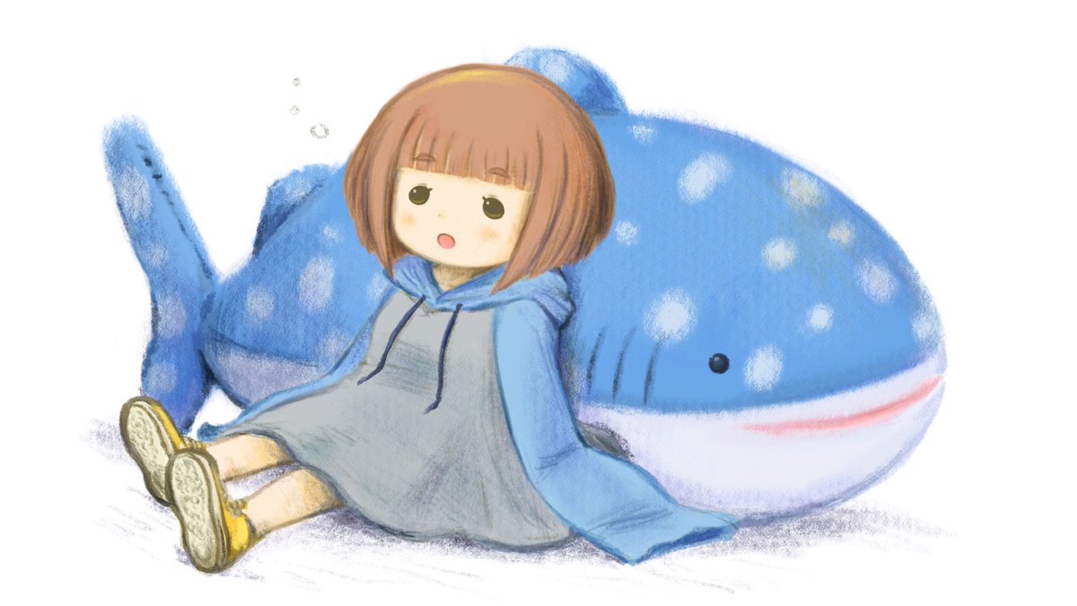 「なんか青いやつあったっけと探したらペンギンユッズ&amp;でかいジンベエザメぬい」|タコトギのイラスト