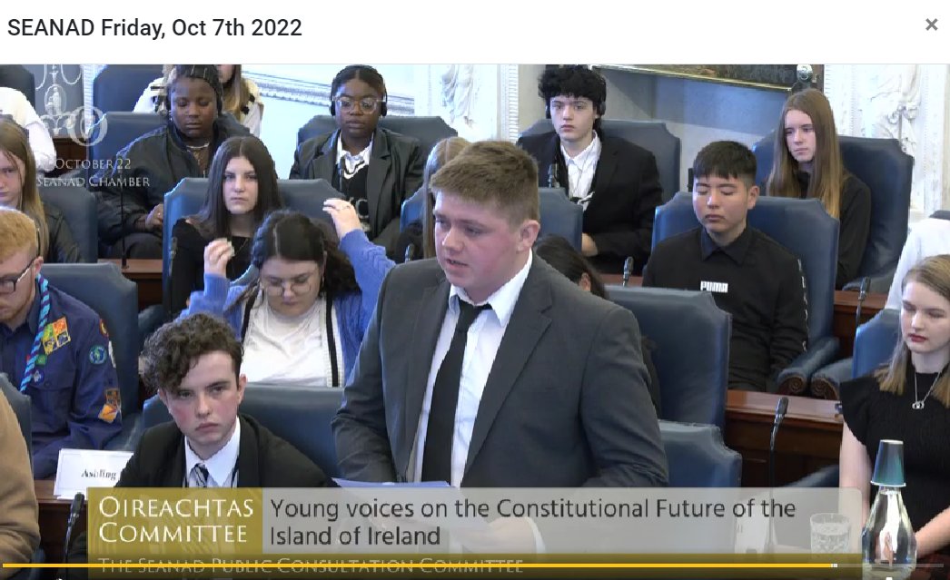 ratoathcollege's tweet photo. We are so proud of past pupil Evan Murphy who spoke in the Seanad today regarding the voice of young people on the constitutional future of the island Ireland. Well done Evan. https://t.co/4vZH9GQKSL