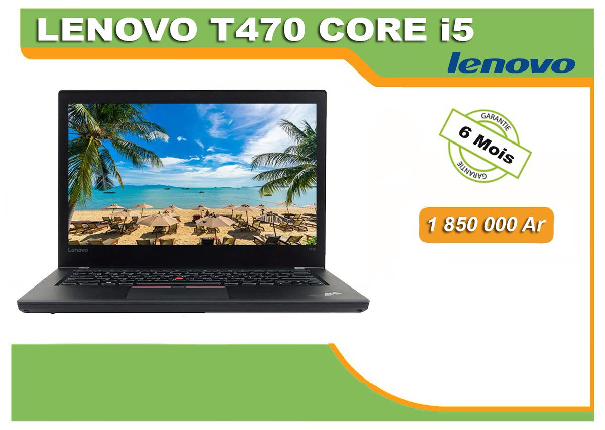 PcdirectM's tweet photo. Fin, léger et puissant, ce #LAPTOP LENOVO #T470 de #pcdirectinformatiquemada est idéal pour tavailler en déplacement :

▶️ CORE i5 6300U 2,4GHZ
▶️ RAM DDR4 8GO
▶️ SSD 256GO
▶️ ECRAN 14"
▶️ LICENCE W10 PRO 64
▶️ PRODUIT REMARKETE https://t.co/LvBoQINpJt