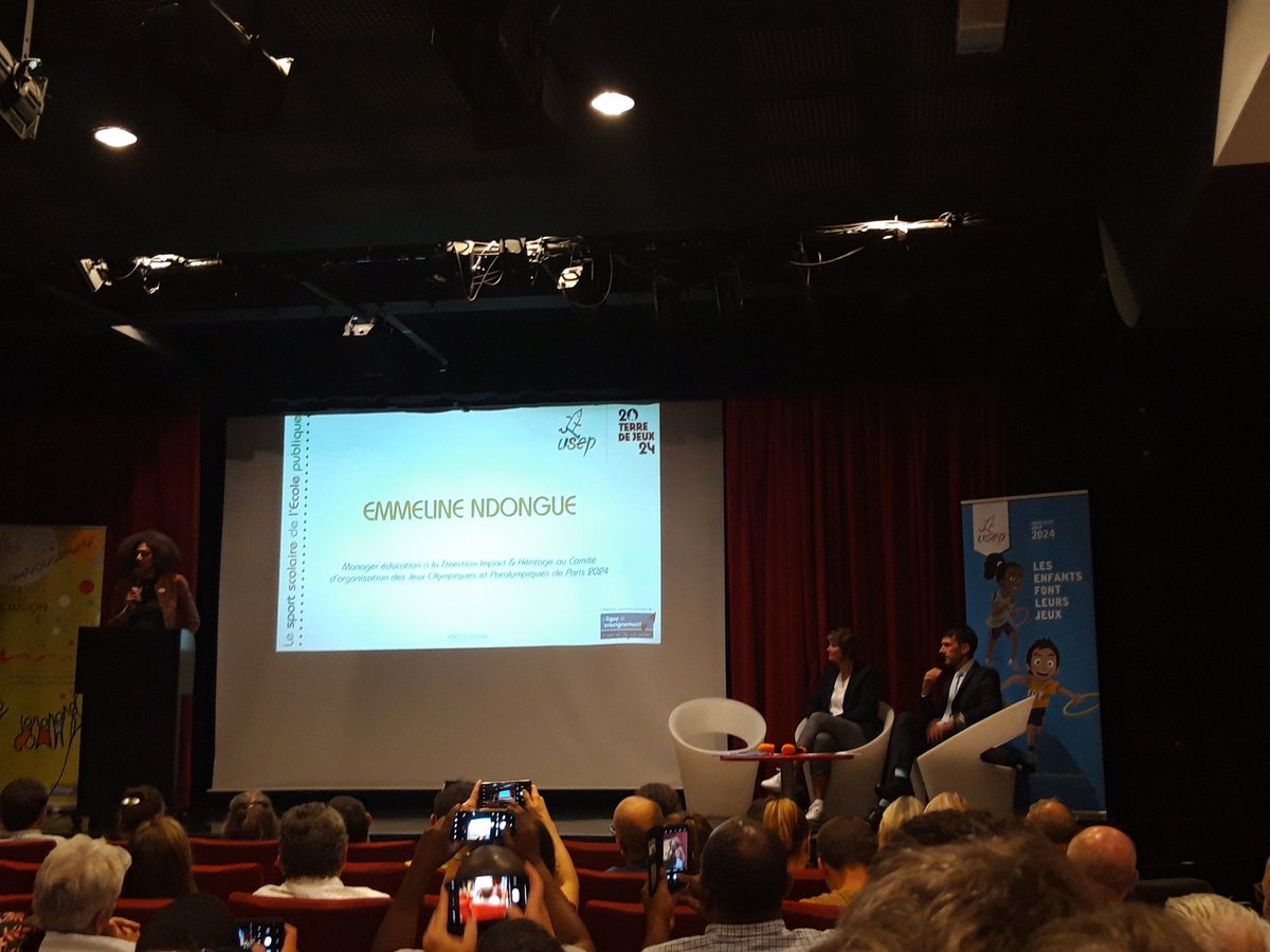 Ouverture du Rassemblement des President-e-s et délégué-e-s USEP. Interventions de Jean Hubac, chef de service et adjoint au directeur général de l'enseignement scolaire, et Emmeline Ndongue, manager éducation à la direction au comité d organisation des JOP paris 2024.