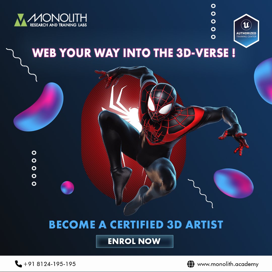 MonolithAcademy's tweet photo. What if we say you're meant for more than what you settle for? Web your way into the 3D-verse with Monolith by getting an Advance Diploma in 3D Animations.
#monolithacademy #2D #VR #3D #gamer #animation #developer #UE #unrealengine #spiderman #3dcourse #courses #Certified https://t.co/ls5KDe5Tit