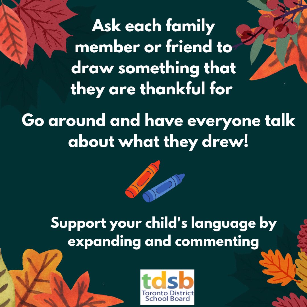 TDSB_SLP's tweet photo. We hope everyone has a wonderful Thanksgiving weekend! ๐๐๐ฆ๐ฅง Here are some themed activities to share and try with your friends and family!
โ โ โ โ โ โ โ โ โ
#tdsb #tdsbslp #speechpathology #slp #thanksgiving #languageactivities https://t.co/5tzUuXnFS7