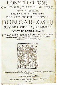RaconetCatala's tweet photo. #RelliguemEls3Milions #Devolucio #CensdelPobleCatala Corts de Barcelona (1705): Per decisió del rei, es va forçar a "excloure a perpetuïtat" la casa de Borbó dels drets successoris. https://t.co/d9NID9YpUz