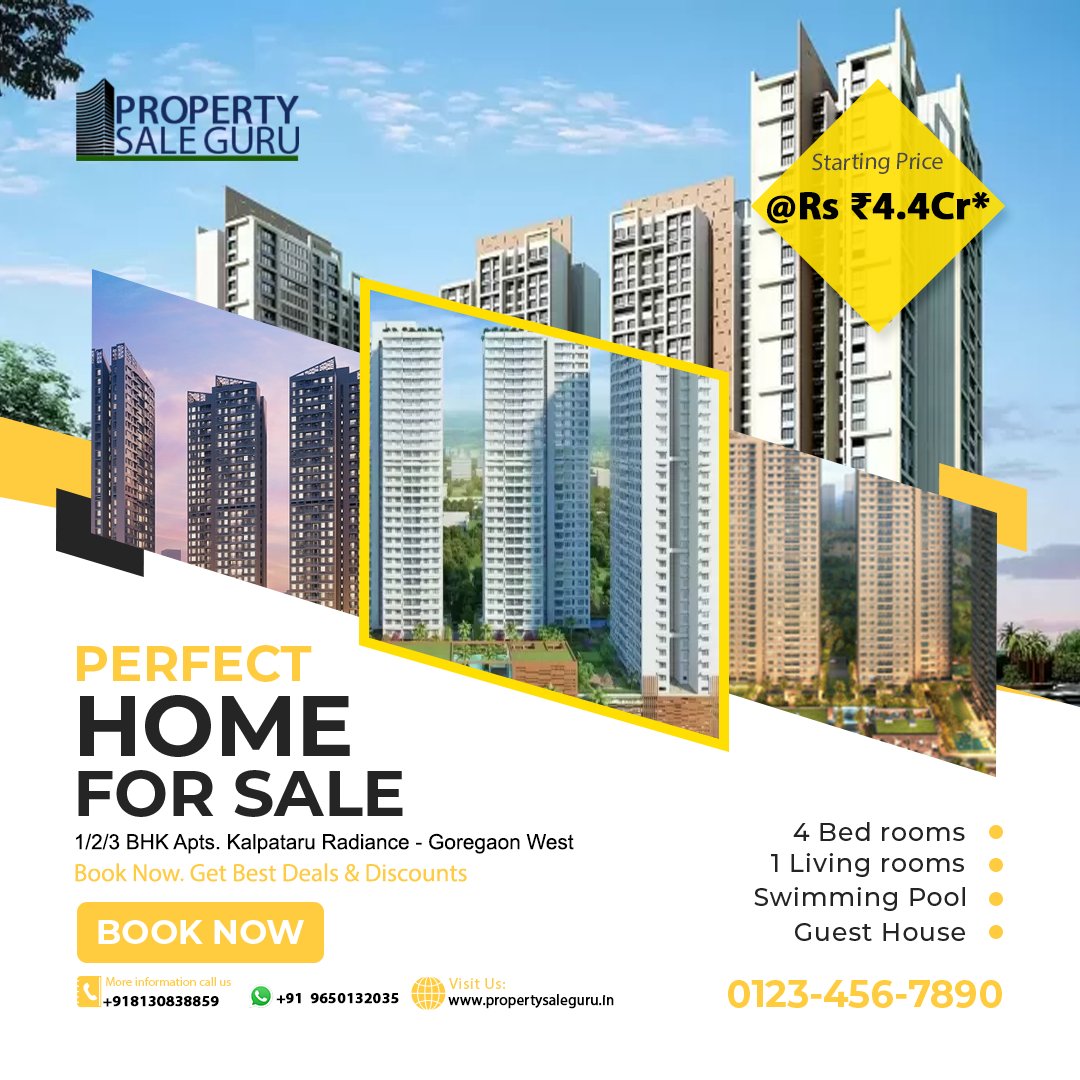 propertysalegu1's tweet photo. 1/2/3 BHK Apts. Kalpataru Radiance - Goregaon West
Start@4.4Cr
Book Now. Get Best Deals & Discounts
Phone No-+918130838859
Website-https://t.co/IU7MNprwKd
#2BHK #3bhk #4BHK #flate #property https://t.co/WJlIM8lMok