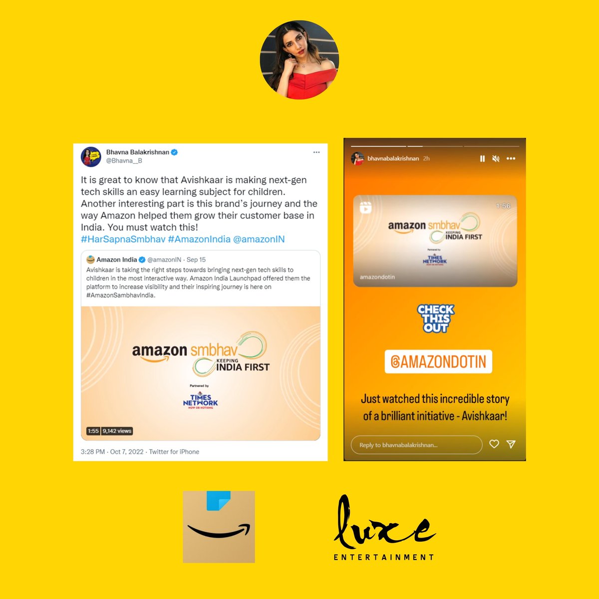 LuxeENTin's tweet photo. A recent collaboration with @amazonin for a simple content amplification with @itisprashanth, @sri50 &amp; @Bhavna__B on Twitter &amp; Instagram &amp; filter amplification with Gabriella Charlton on Instagram. https://t.co/2Ut0UP9iYW