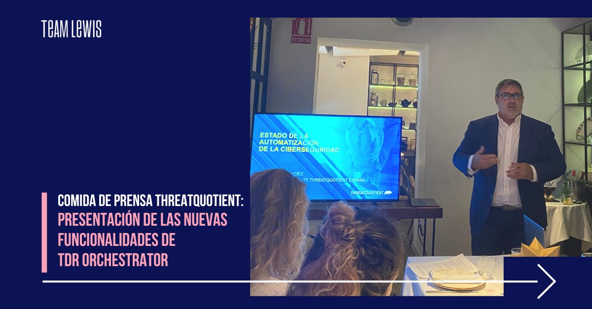 Ayer presentamos las nuevas funcionalidades de  producto de <a href="/threatquotient/">ThreatQuotient, a Securonix company</a> en un evento para periodistas sobre automatización de la #seguridad a #empresas. Otro éxito más del equipo formado por <a href="/JuanOrtizGar/">Juan Ortiz</a> <a href="/paula_fdezochoa/">Paula</a> y Andrea Fernández!
