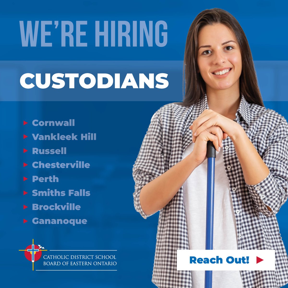 CDSBEO's tweet photo. The CDSBEO is looking to hire custodians in #EasternOnt! Why work with us? Competitive salary &amp; benefits, professional development, and live and work in beautiful communities like #CornwallON, #PerthON, #Brockville, #Kemptville and #VankleekHill! 
Apply at https://t.co/oujDuWHGQb https://t.co/y8qxmGHEAd