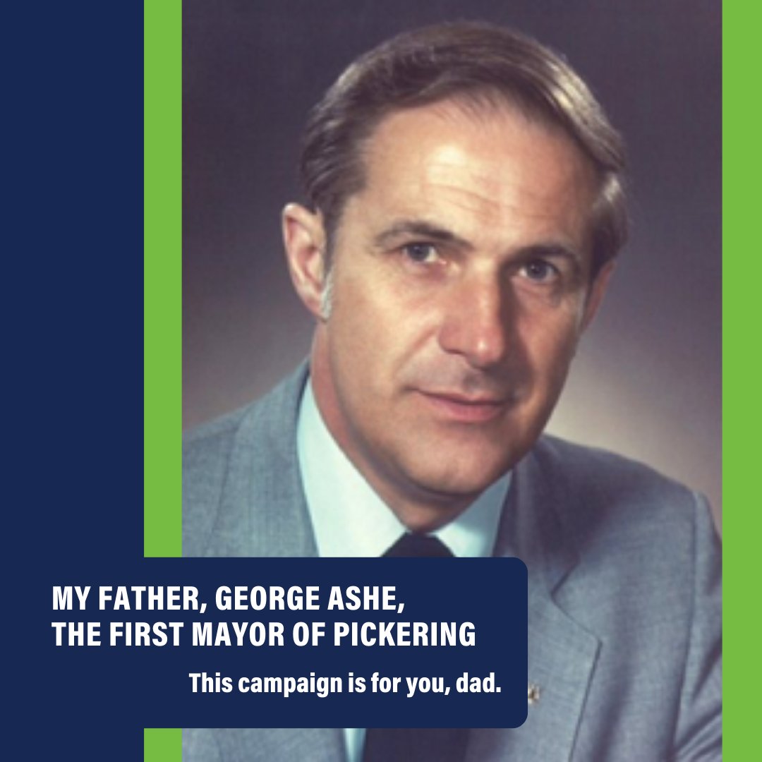 KevinAshe4Mayor's tweet photo. My father, George Ashe, the first Mayor of Pickering, would be proud to know his son is following in his footsteps as a community leader. This campaign is for you, dad.
#CountOnKevin #KevinAsheForMayor #pickering #mayor https://t.co/vwlDqcI3AQ