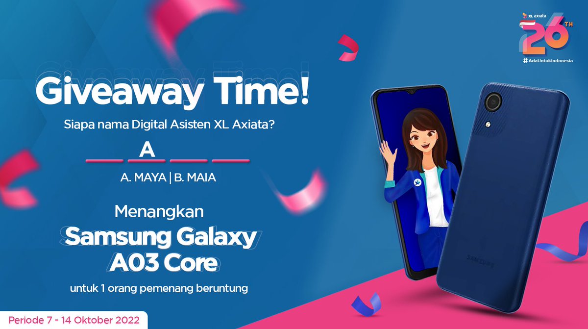 GIVEAWAY TIME!!!

Coba peruntungan kamu yukk, caranya: 
1. Follow @XLAxiata_Tbk &amp; <a href="/myXLCare/">myXLCare</a> 
2. Reply jawaban, dan sertakan hashtag #JadiLebihBaik
3. Like &amp; retweet tanda kamu sudah ikutan

Semoga beruntung yaaa!