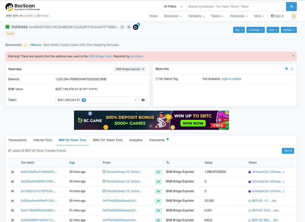 JustMoonshot's tweet photo. Hey @PancakeSwap why are you still allowing the account behind the exploit from yesterday's bridge attack to continue trading?

Just curious?
#BSC #BEP20 https://t.co/tpZzZaXz43