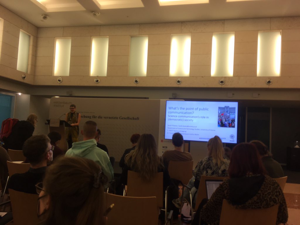 Sarah Davies from <a href="/stsvienna/">STSvienna</a> in 2nd keynote at #INSIST2022 : discussing roles of #scicomm in societies. Drawing on #STS we can enlarge perspectives in existing research by considering how people are experiencing #scicomm &amp; how #scicomm is part of research funding structures.