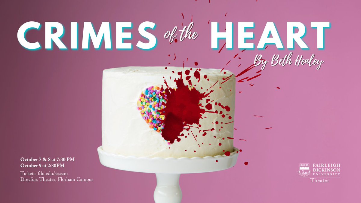 FDUAlumni's tweet photo. It would be a CRIME if you missed out! Support @FDUTheater in their performance of #CrimesOfTheHeart. 

Purchase your tickets here: https://t.co/hmvPnAwUkK https://t.co/zEUfCZ2VRy