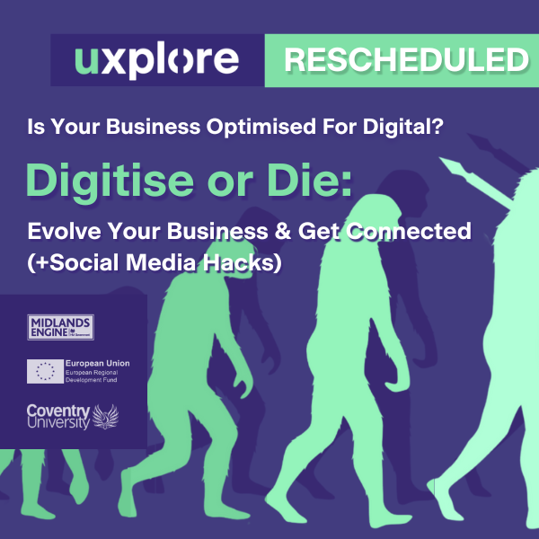 Our ‘Digitise or Die’ Exclusive Workshop For SMEs has been rescheduledand is now taking place at uxplore on the 31st October &amp; 1st November.

Apply for this fully-funded 2-day workshop by Monday 17th October to secure your place!... uxploreproject.co.uk/workshops/