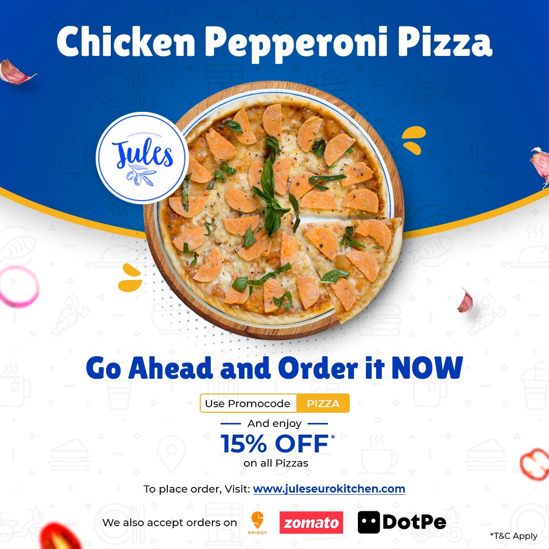 Chicken Pepperoni Pizza!!
Use promocode PIZZA and enjoy 15% OFF* on all Pizzas
To order: juleseurokitchen.com
#pepperonipizza #europeancuisine #healthyfood #europeanfood #enjoy #offers #discounts #juleseurokitchen #pizzatime #weekend #chickenpizza #pizzalove #paprika #india