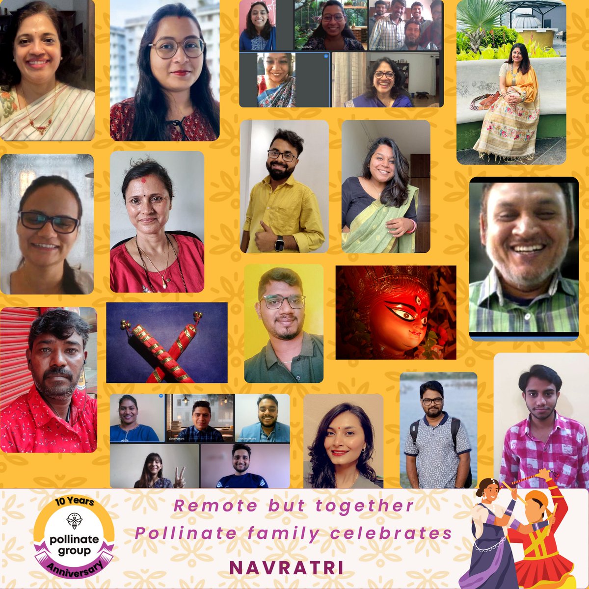 PollinateEnergy's tweet photo. The team that enables our suryamukhis to become Durga in real life

#10yearsofPollinate #Dussehra #teampic #Navratri #womenempowerment #entrepreneurship #celebrations #teamcelebrations #teamculture #team https://t.co/OAdaxxiOYD