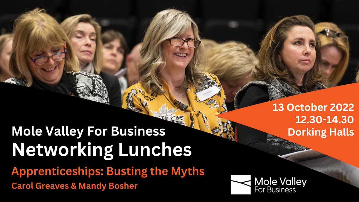 Run a business in #MoleValley? Fancy lunch on us on Thursday?

Join us for our free Business Networking Lunch <a href="/DorkingHalls/">Dorking Halls 🍿🎭</a> to meet local peers &amp; find out how current #apprenticeships work

buff.ly/3fnmGdZ 

#SurreyBusiness #Leatherhead #Ashtead #Bookham #Fetcham #Dorking