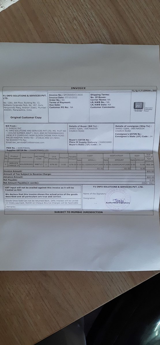 iqbaljawed's tweet photo. Today I visited @ASUSIndia Ranchi service center. Absolutely untrained, unprofessional, unethical receptionist and service engineer. I've forced to pay 800 towards service charge which I was not informed. On my objection she threatened to put it into power off mode. @ASUS 1/n https://t.co/lPTSrd6A0O
