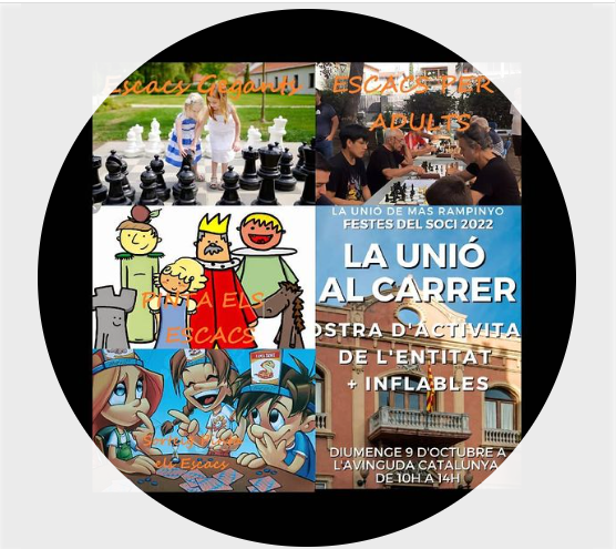 femescacsmir's tweet photo. Diumenge 9 d'octubre. Activitats al carrer al voltant dels escacs. Festa del soci de la Unió 2022 https://t.co/V1hWgaxe0Y