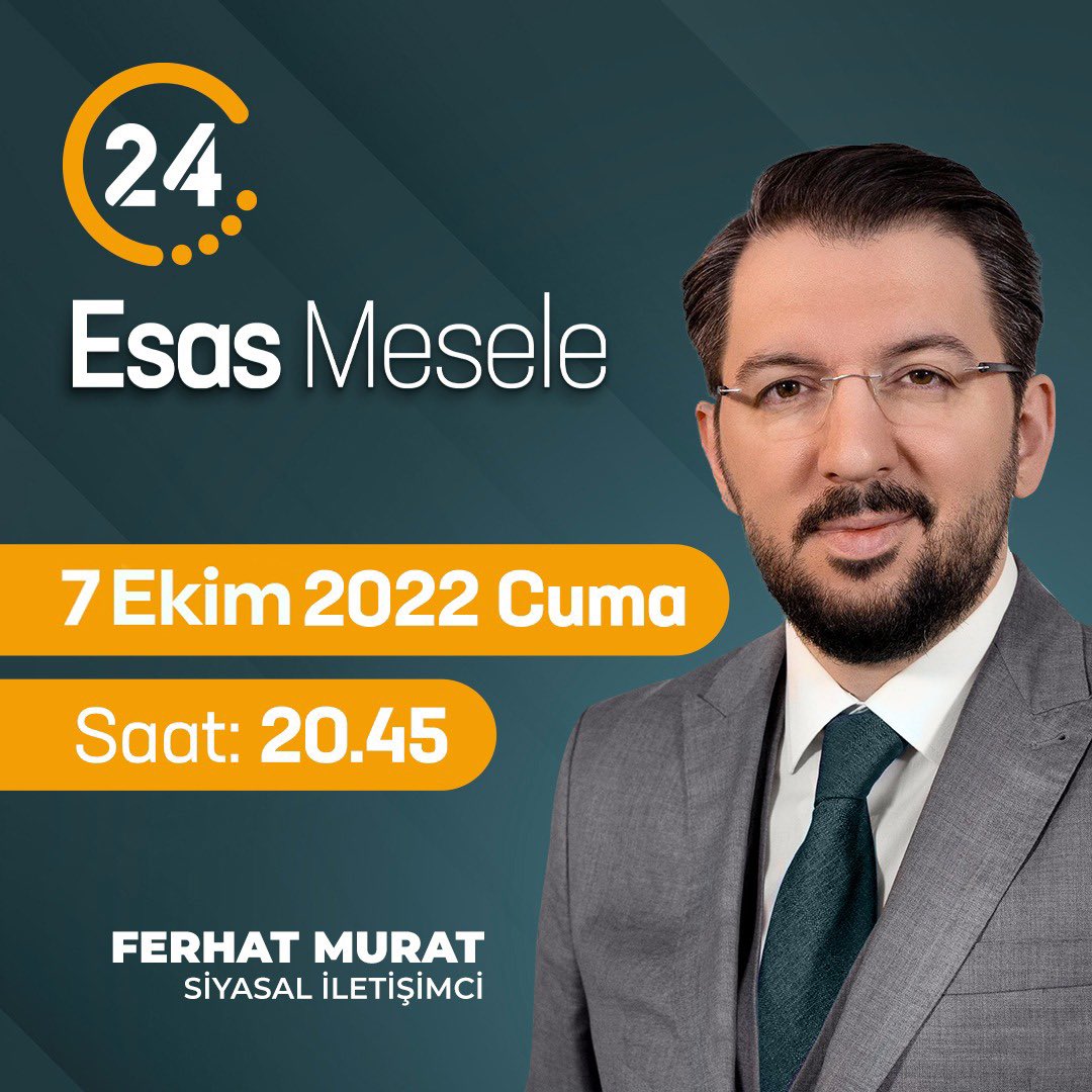 Bugün saat 20.45’te Tv 24 #EsasMesele programında Türkiye gündemini konuşacağız.