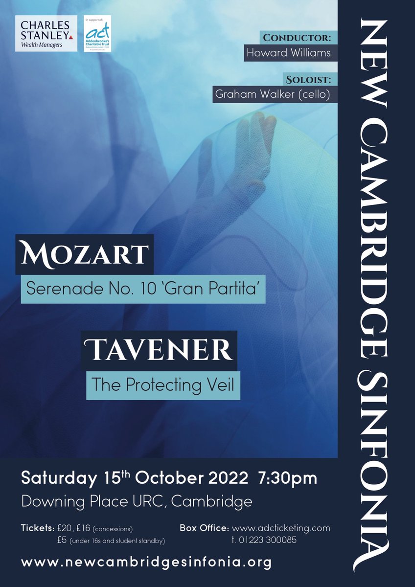 SinfCam's tweet image. Tune in to @cambridge105 at 3pm this Sunday for an interview with our Musical Director Howard Williams, ahead of our 15th October concert: