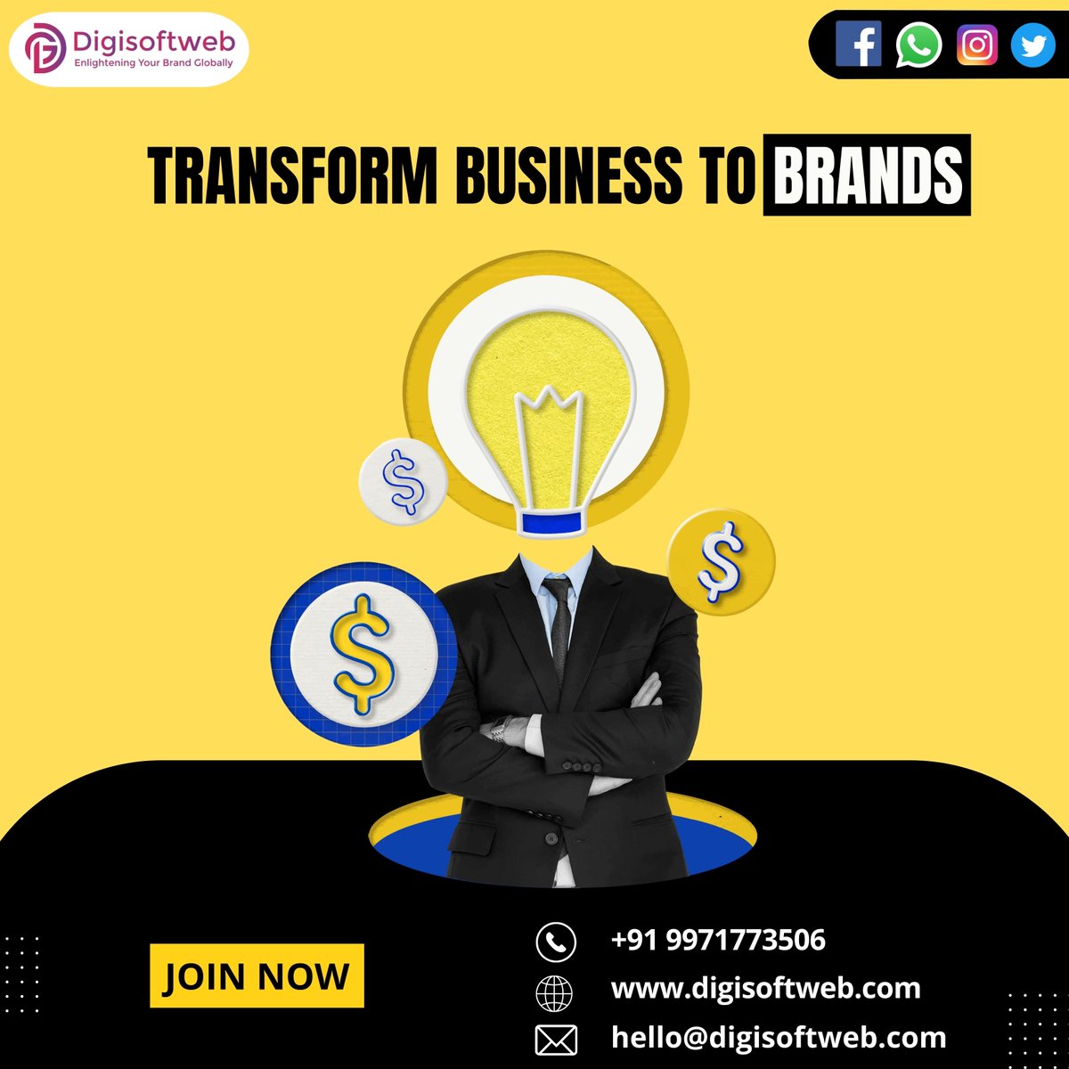 digisoftwebtech's tweet photo. Dive into the digital medium and give your business a new digital shape. Physical #businesses get online branding with Digital Marketing at DigiSoftWeb.
📞: +91 9971773506
🌏 https://t.co/bqNifzMYbv
#branding #brand #advertising #brandawarness #marketing #digitalmarketing #india https://t.co/OM5LBXPpJt