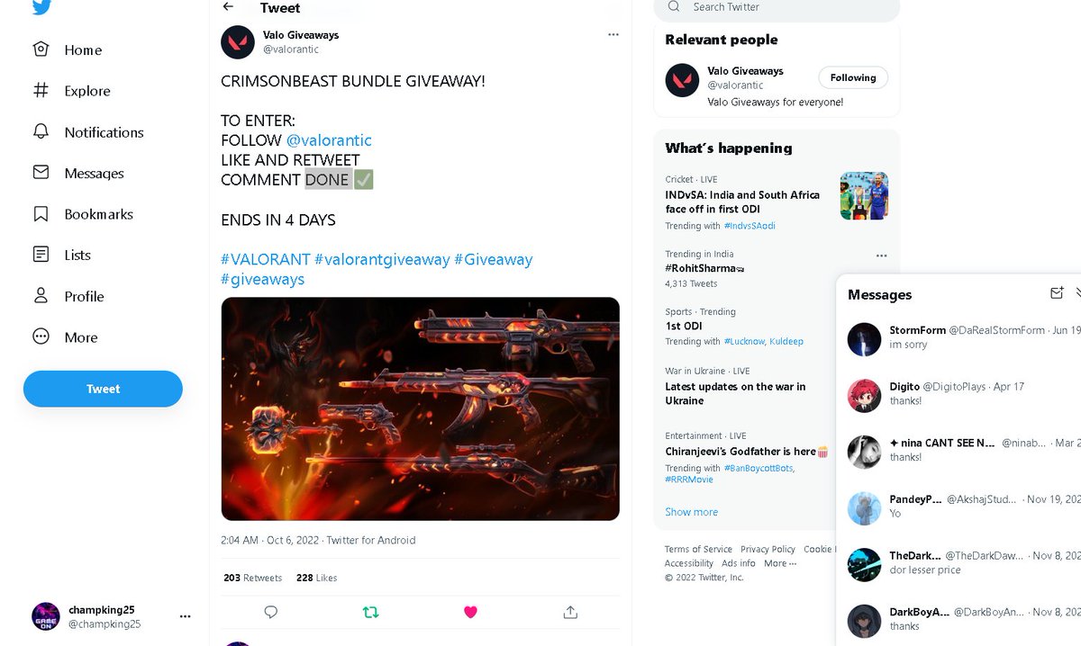 champking25's tweet photo. @SilkyyM Done! @AkshajStudent @SidharthShrikr1, i hope i win, i dont have any skins so i hope my luck goes well :). best of luck to all others https://t.co/ynk3ee4tId