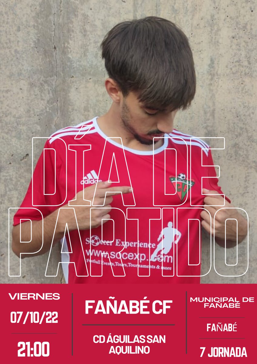 ¡𝙃𝙤𝙮 𝙟𝙪𝙜𝙖𝙢𝙤𝙨, 𝙝𝙤𝙮 𝙝𝙖𝙮 𝙙𝙚𝙧𝙗𝙞! 

🔴🟢⚽

¡Acude al Municipal de Fañabé, hoy es un día grande! ✔️

#NuestroMejorFichajeEresTu #UnPuebloUnEquipo #FañabéCF #RegionalPreferente #FañabéAguilas