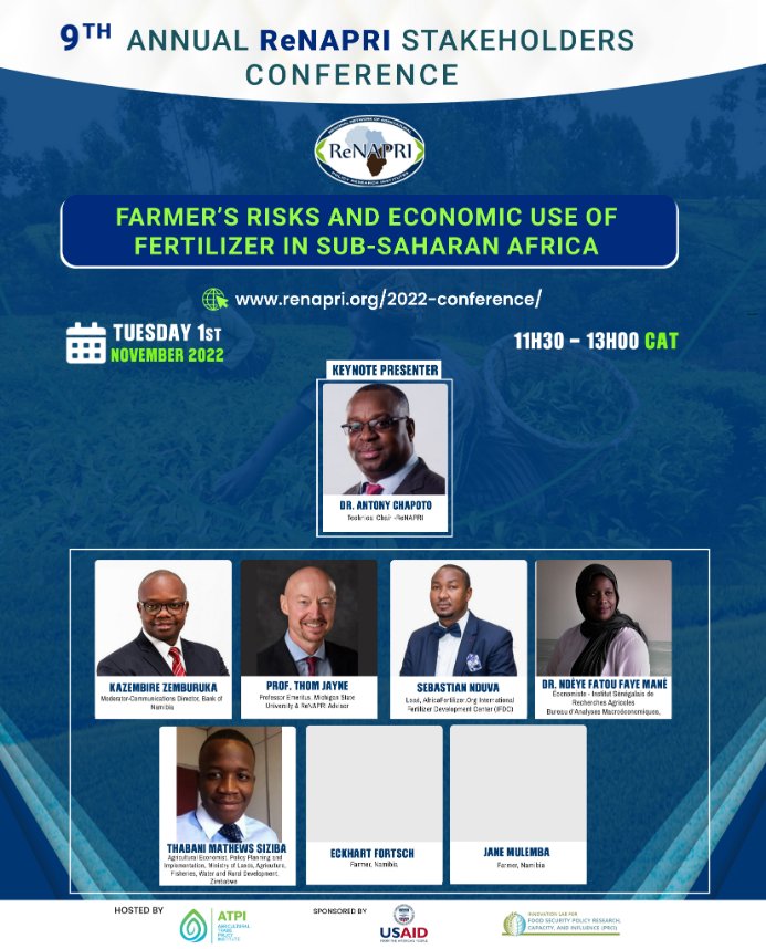ANAPRI_info's tweet photo. Farmers will be in the spotlight during #ReNAPRI2022 Conference with resource persons from Namibia @IAPRI14 @IFDCGlobal @jayne_thom Zimbabwe, Senegal and Zambia sharing key findings. https://t.co/NOz09FmSya
