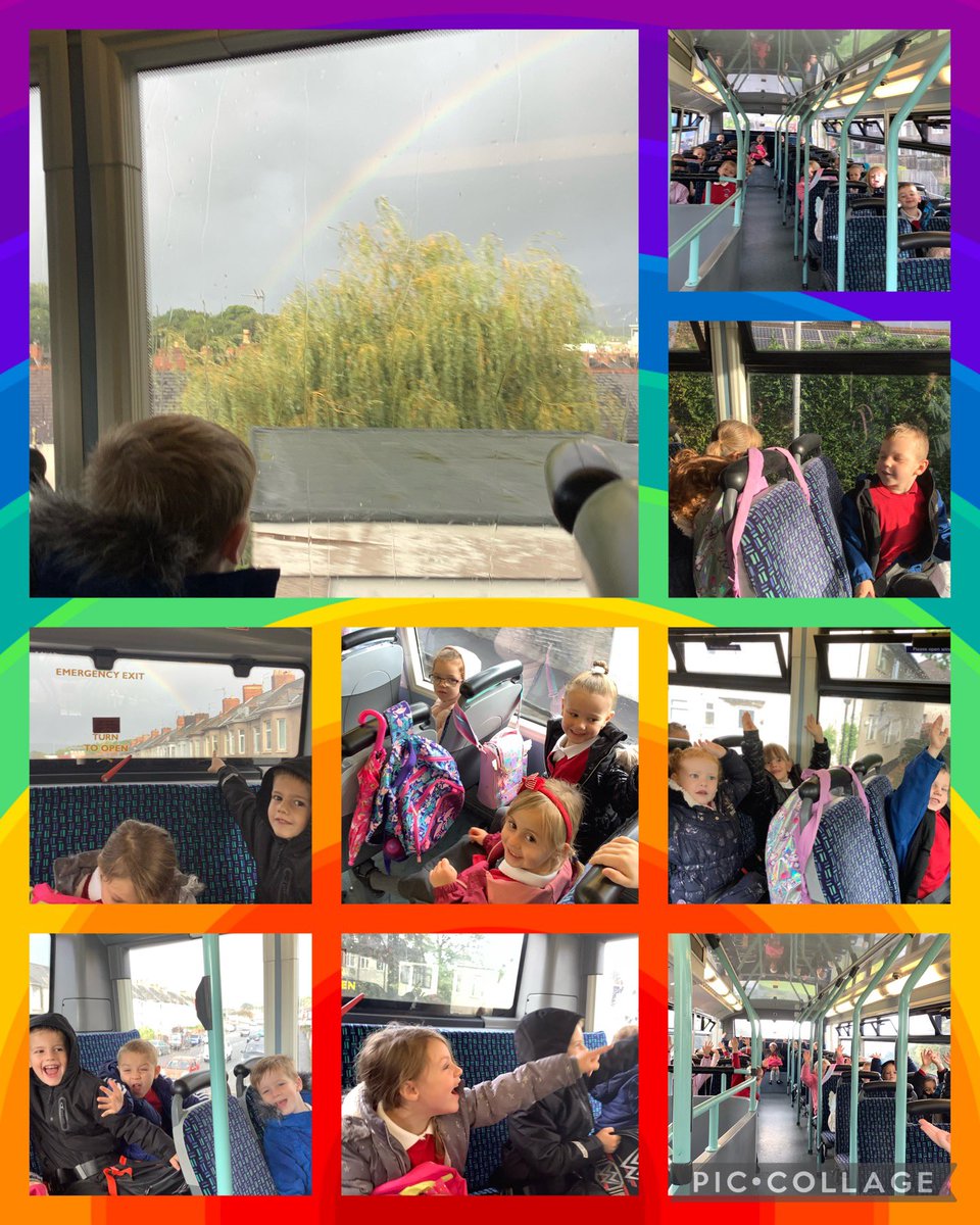 MillbrookBeech's tweet photo. A rainbow chased Dosbarth Beech on the bus to #MiniMillbrook this morning, and we were all so excited! Happy Friday everyone 🚌🌈❤️ #ProudToBeMillbrook @MillbrookP https://t.co/oSKJeSAOVu