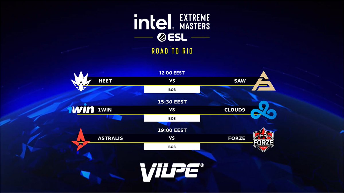 ElisaEsportsFI's tweet photo. Tänään jatketaan myös #VILPE'n kanavalla 🔥
12.00 @HEET_Gaming vs. @sawggofficial
15.30 @1winesports vs. @Cloud9
19.00 @AstralisCS vs. @forzegg
📺 https://t.co/H2meKd5D3l
#iemrio #esportsfi #csgofi https://t.co/EzedulT0Jp