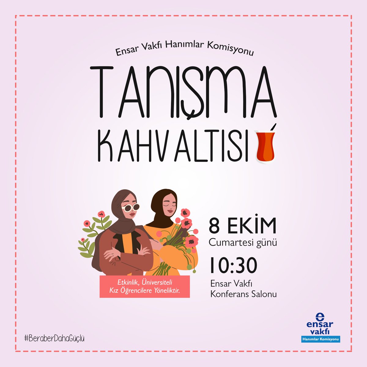 Tanışma Kahvaltımıza Son 1 Gün🥳

Ensar Vakfı Hanımlar Komisyonu olarak Üniversiteli Kız Öğrencilerimizle "Tanışma Kahvaltısında" buluşuyoruz. 
💫 🥳 

Sizleri de muhabbet soframızda tanışmaya bekleriz.🥰

⏰10.30
📆8 EKİM CUMARTESİ

Başvuru:
docs.google.com/forms/d/e/1FAI…