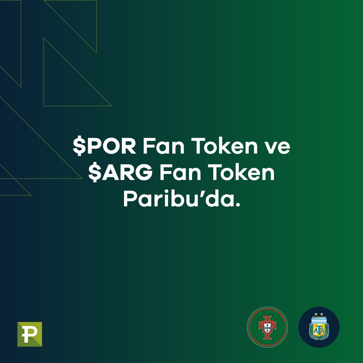 ParibuCom's tweet photo. Paribu’da Argentine FA Fan Token (ARG) ve Portugal NT Fan Token (POR) yatırma işlemleri başladı. Bugün 14.00 itibarıyla ARG, 14.30 itibarıyla POR alış satış işlemlerinizi gerçekleştirebilirsiniz. https://t.co/Y0eaSs4oK1