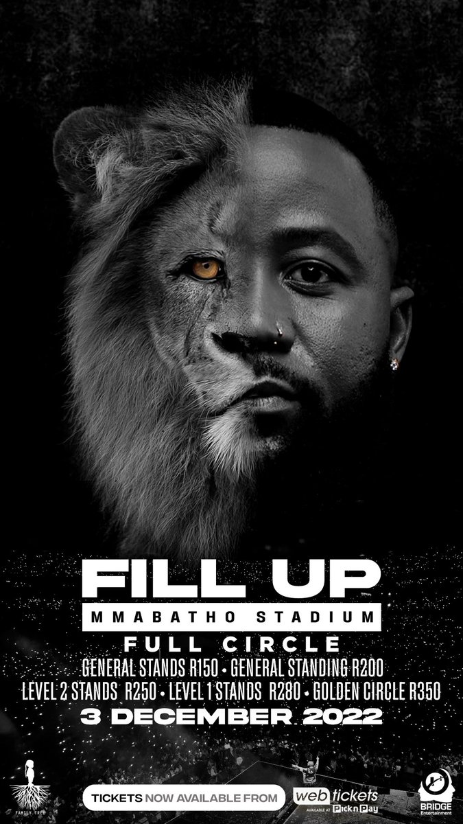 Breaking News!!! FILL UP is back & we going home. DEC 3rd!!! Mafikeng, Mmabatho stadium, where it all started for me as a young kid from the township. This stadium is a walk away from my grandmothers house where I grew up. Tickets out now at Web Tickets! #FillUpMmabathoStadium
