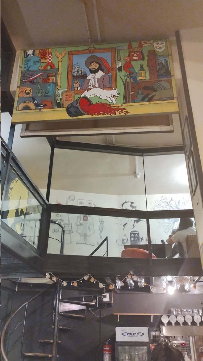 loquacious_neo's tweet photo. Discovered this #hiddengem in #Mumbai. It has no signage to declare itself. #LeapingWindows is an art house book #cafe themed after comic books & has library for #comics lovers. Good food, nice interiors & relaxed place 4 conversations. #foodie
#veraova #coolHangout @IndieKidHit https://t.co/kT7ibR0d0Y