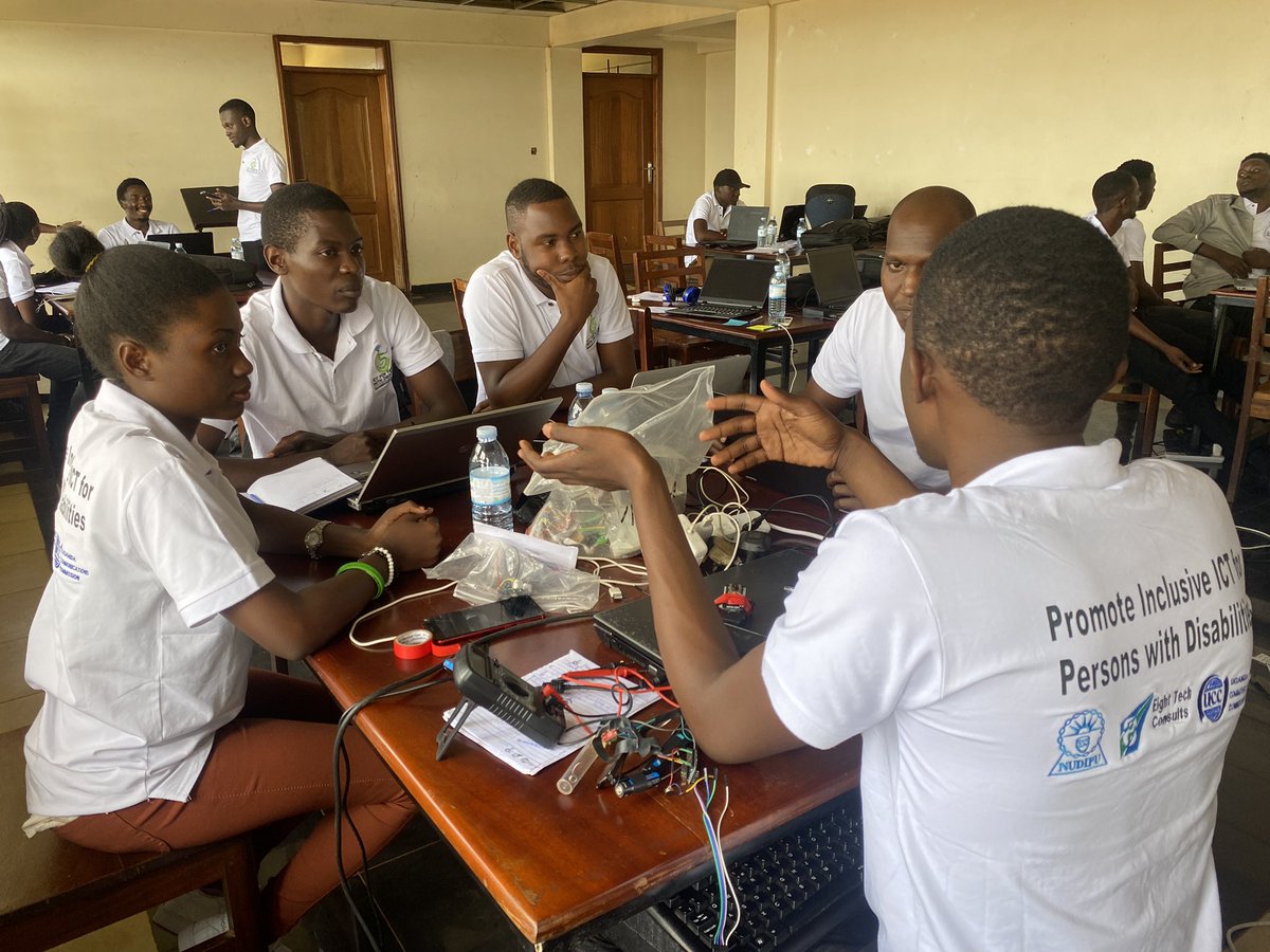 8TechConsults's tweet photo. Day 5 : Innovate for disability hackathon 
Our ICT experts on ground now carrying out final reviews and judgement of the different innovators.

With support from @UCC_Official in partnership with @NUDIPU @NkumbaUni 

#innovate4disability2022 https://t.co/e07Zp7in6y