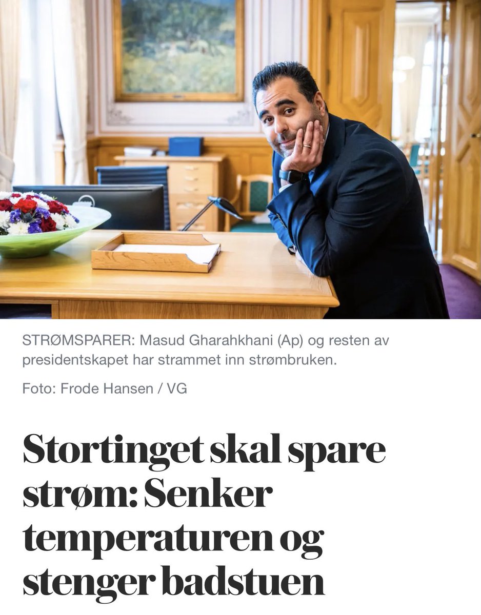 Stortinget har badstue. Inntil nå har våre folkevalgte kunnet steame i svette og damp på jobb.. Takk Gud for energikrisa!
