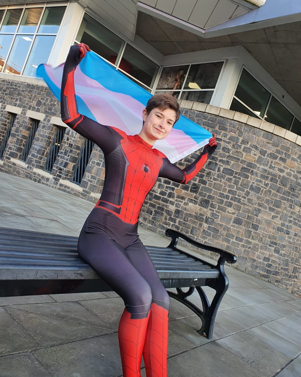 CochCap's tweet photo. I won't be erased 

I am finally able to begin accessing trans healthcare!

Post tone - Affirmations/Info 
#TransSpiderman #Spiderman #TransSpidey #PrideSpiderman #TransPride #TransCosplayer  #TransRights #ProtectTransYouth #TransLives #TransActivist #TransMasc #TransPeterParker https://t.co/RSZhwrmh5V
