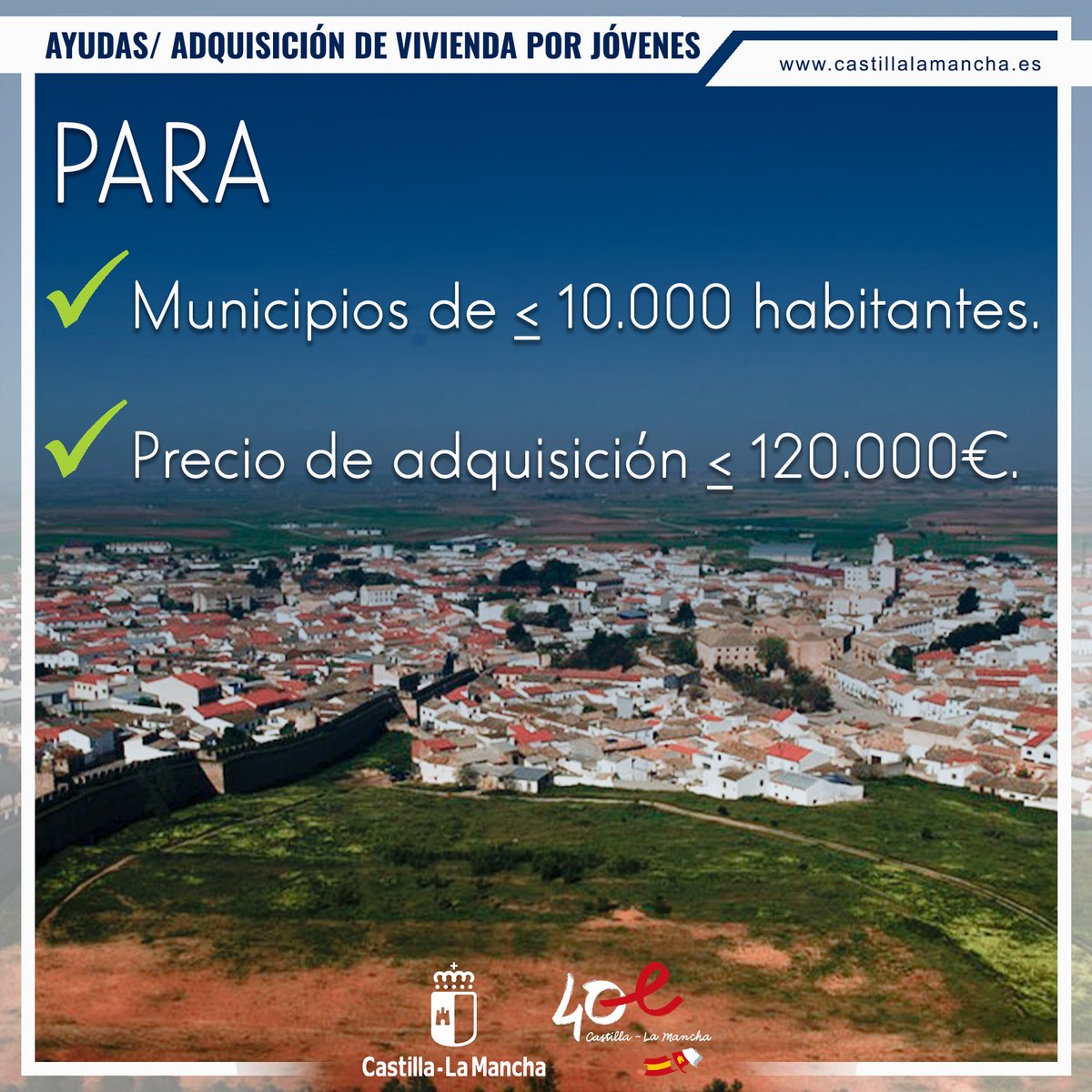 gobjccm's tweet photo. 🏠 Ya puedes pedir las ayudas a la adquisición de vivienda por jóvenes para contribuir al reto demográfico.

🗝️ Hasta 10.800 euros en municipios de hasta 10.000 habitantes.

Consulta todas las condiciones 👉 https://t.co/c0gbJR8z06 https://t.co/l5eiiGl9a2