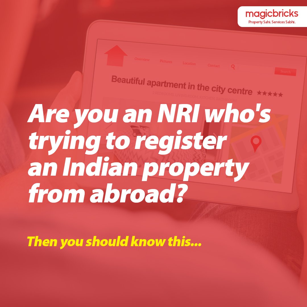 magicbricks's tweet photo. Are you an NRI trying to register a property in India from overseas and facing trouble? Read this blog by Magicbricks for a step-by-step guide for smooth registration: https://t.co/P9oNvvAdRz
#Magicbricks #PropertyBhiServicesBhi #PropertyServices #IndianRealEstate #MBlogs #NRI https://t.co/lP7l9ICRif