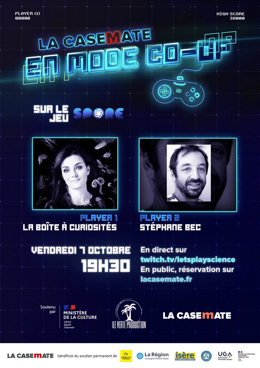 🔥Que la Fête de la science commence ! Rendez-vous ce soir à 19h30 en live sur la chaîne Twitch <a href="/Letsplayscience/">Let’s Play Science</a> <a href="/LaCasemate/">La Casemate</a>. Avec Stéphane Bec, on va jouer à Spore et papoter de bébêtes ! 🐙 Vous venez ? Événement dispo en présentiel pour ceux qui sont sur Grenoble (gratuit) ⬇️