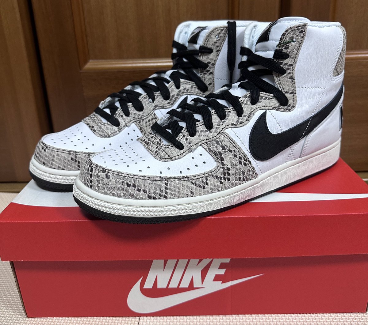asatakuasataku's tweet photo. 到着しました🎉🎊🍾㊗️👍
カッコよすぎ!
#NikeTerminatorHigh
#CocoaSnake https://t.co/FyK8aaPlMN
