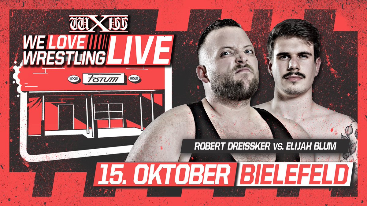 wXwGermany's tweet photo. In 8 Tagen
#WeLoveWrestling LIVE im @ForumBielefeld
Tag Team Championship
@SenzaVoltoReal & @Aigleblanclucha vs @SON_Maggot & @ahurasexy
Unified Champ @TristanArcher vs @GHMichaelKnight
@BobbyGunns28 vs @nickschreier
@RobertDreissker vs Elijah Blum
🎟 https://t.co/3GxmpVwaM7 https://t.co/YfLPS7JGUY