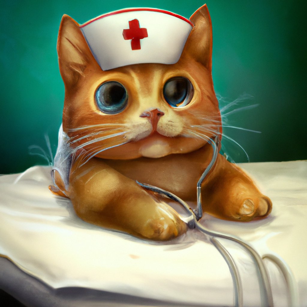 briantheremix's tweet photo. Cuteness overload!! ❤️
Get me a cat to pet, stat!! 🩺
#cat #cats #catart #art #digitalart #ai #aiart #doctor #nurse #catnurse #catdoctor https://t.co/G8WAcHdDBg