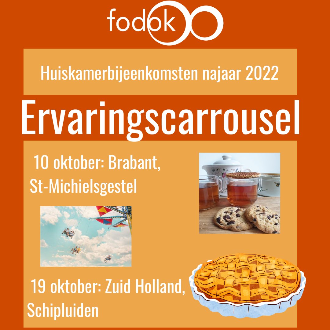 De huiskamers zijn nog niet vol! Kom ook gezellig bijpraten in Sint Michielsgestel of in Schipluiden (bij Delft). Hoe gaat het met je kinderen?  lucht je hart met een kopje thee en wat lekkers erbij, voel je welkom! #eenverskopjethee #evenbijpraten 
fodok.nl/activiteiten/