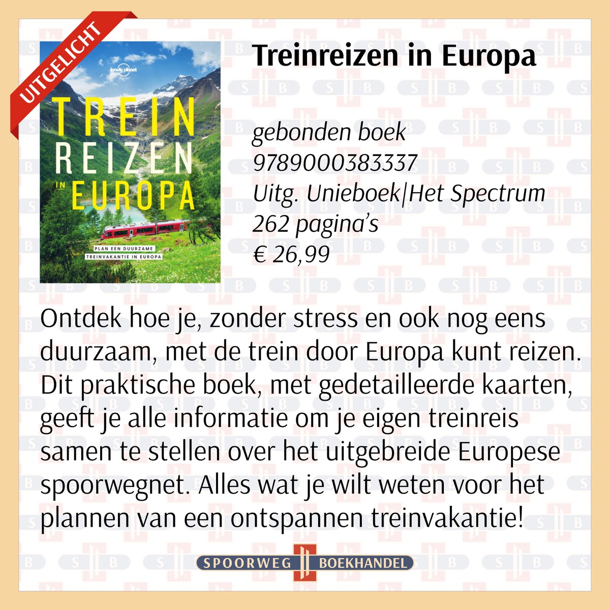 Een boek met alles wat je wilt weten voor het plannen van een ontspannen treinvakantie!

spoorwegboekhandel.nl/product/treinr…

#uitgelicht #spoorwegen #Treinreizen #Europa #duurzaam #treinvakantie #9789000383337