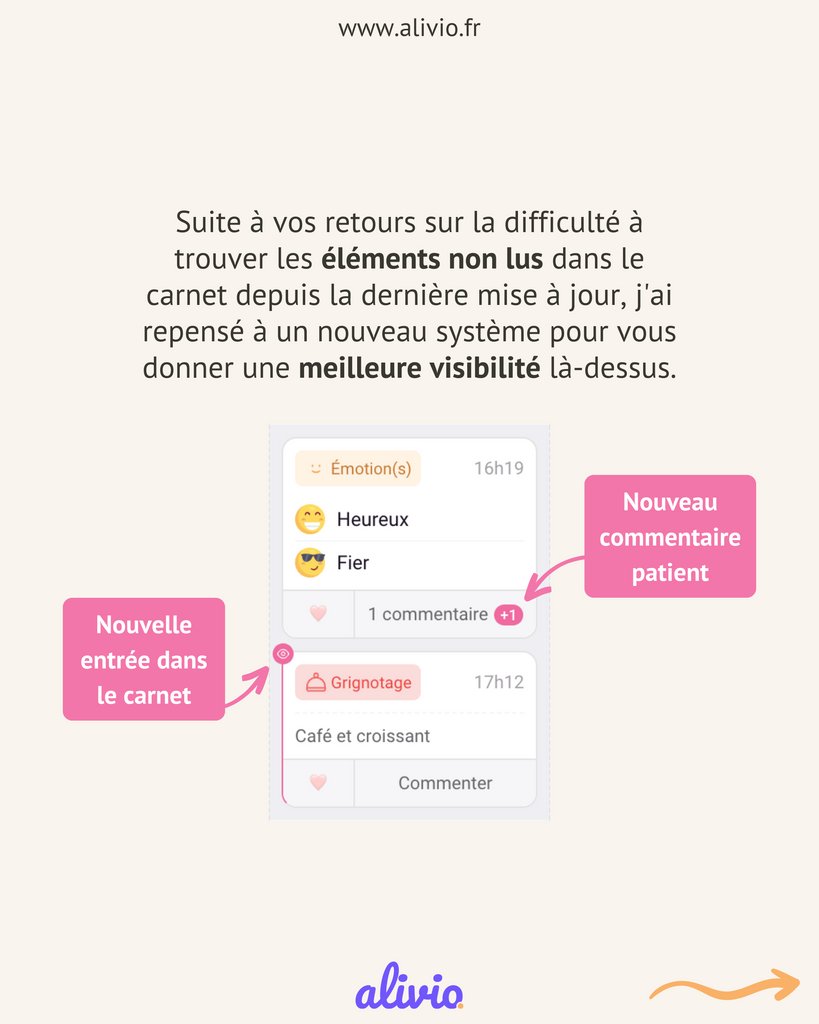 alivio_app's tweet photo. 🎁 Nouvelle mise à jour 🎁⁠
⁠
Ce ne sont pas toujours les grosses nouvelles fonctionnalités qui sont les meilleures 🥳
⁠
#aliviofr #aliviopro #dietetique #dieteticienne #dieteticien #btsdiet #btsdietetique #alimentation #healthtech #sante #dieteticiennenutritionniste https://t.co/jRyywInsyE