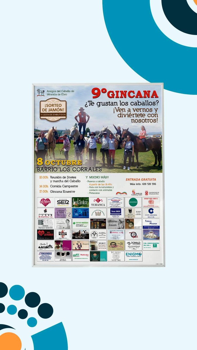 enigmoes's tweet photo. Para terminar la semana, hoy os enseñamos el diseño de cartel promocional que realizamos para la Asociación "Amigos del caballo de Miranda de Ebro". Si te gustan los caballos no dudes en hacerles una visita mañana #cartel #diseño  #diseñografico #mirandadeebro https://t.co/ITNLj5CSNr