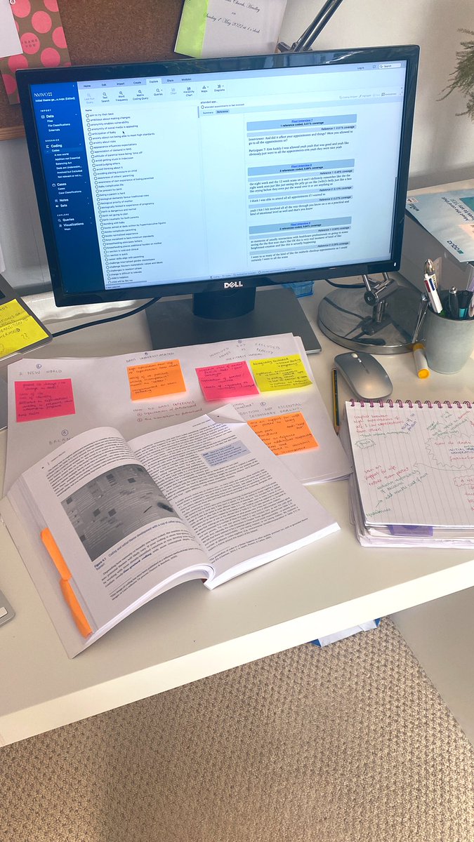 Jess_Clinpsych's tweet image. Chaos of initial theme generation happening today, with the very essential @ginnybraun @drvicclarke practical guide to aid the process #reflexivethematicanalysis #dclinpsy #research